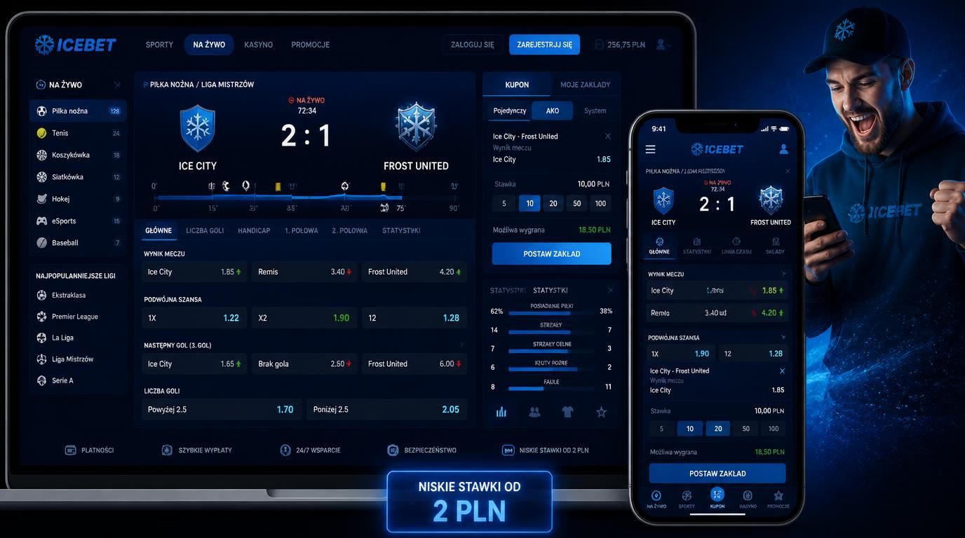 zakłady live w icebet, ekran z dynamicznymi kursami i małe stawki – interfejs kasyna w stylu icebet
